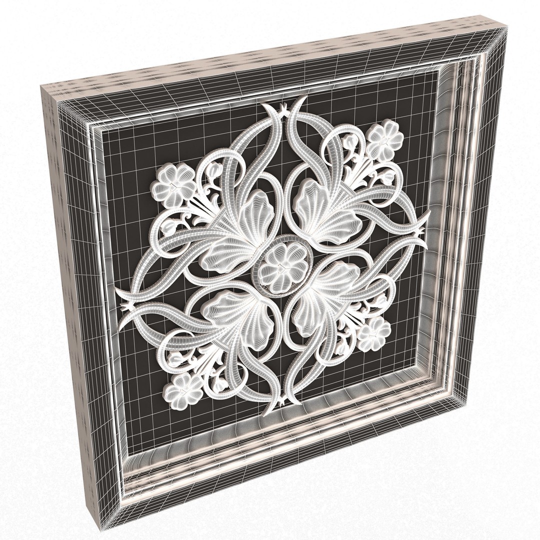 Ceiling Tiles 3D Model – Low Poly Architectural Decoration, OBJ, FBX - View 46