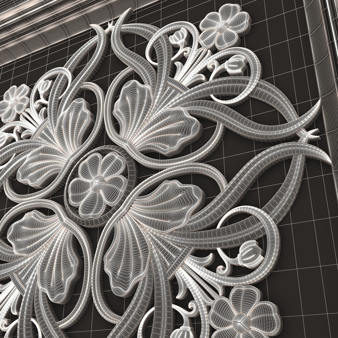 Ceiling Tiles 3D Model – Low Poly Architectural Decoration, OBJ, FBX - View 49
