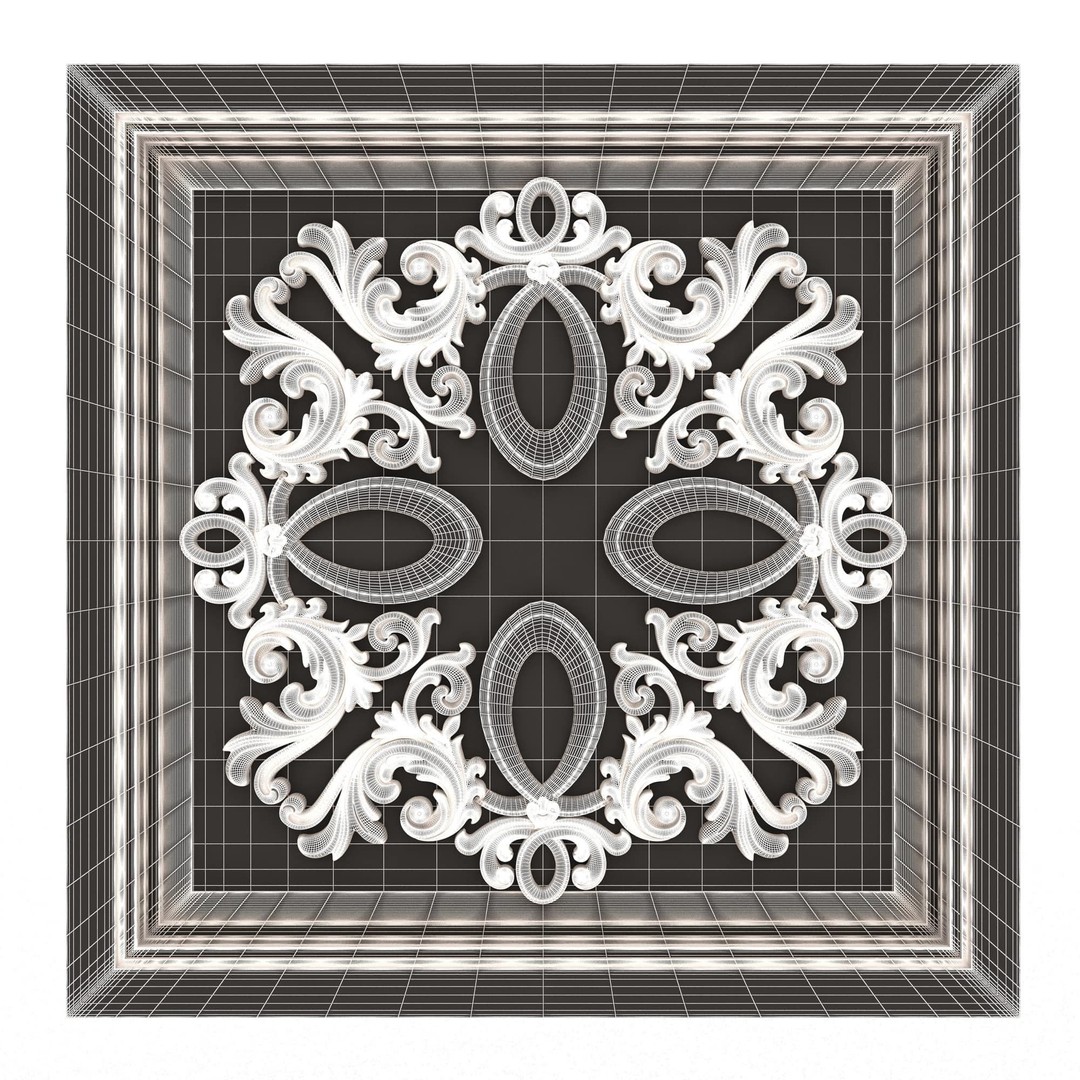 Ceiling Tiles 3D Model – Low Poly Architectural Decoration, OBJ, FBX - View 51