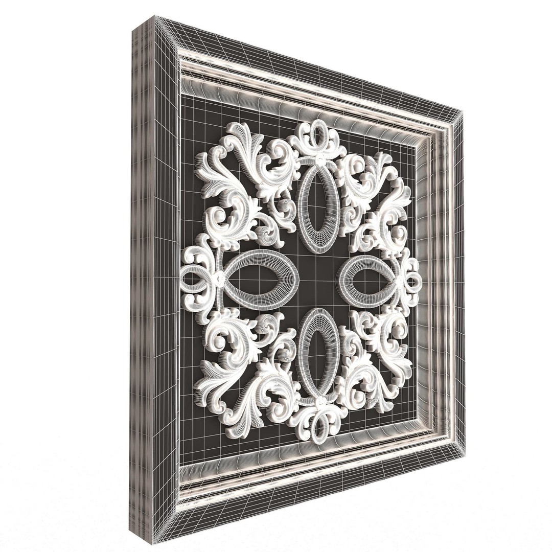 Ceiling Tiles 3D Model – Low Poly Architectural Decoration, OBJ, FBX - View 54