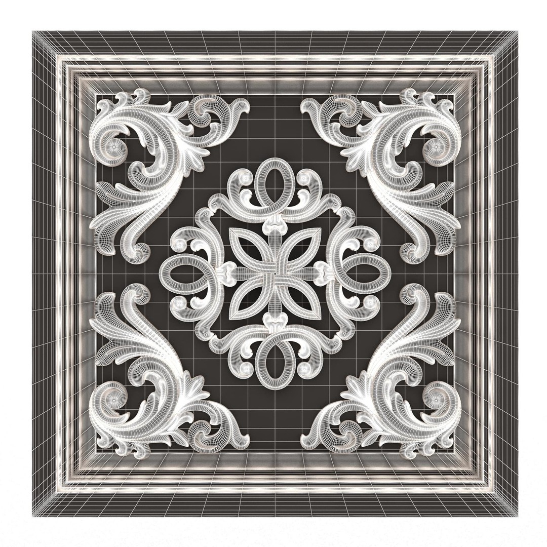 Ceiling Tiles 3D Model – Low Poly Architectural Decoration, OBJ, FBX - View 57