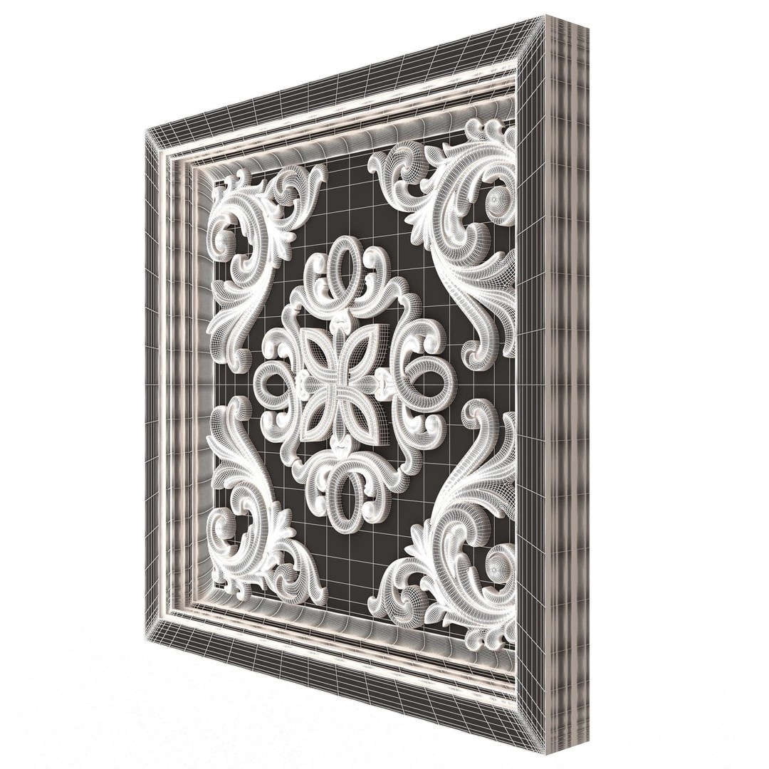 Ceiling Tiles 3D Model – Low Poly Architectural Decoration, OBJ, FBX - View 59