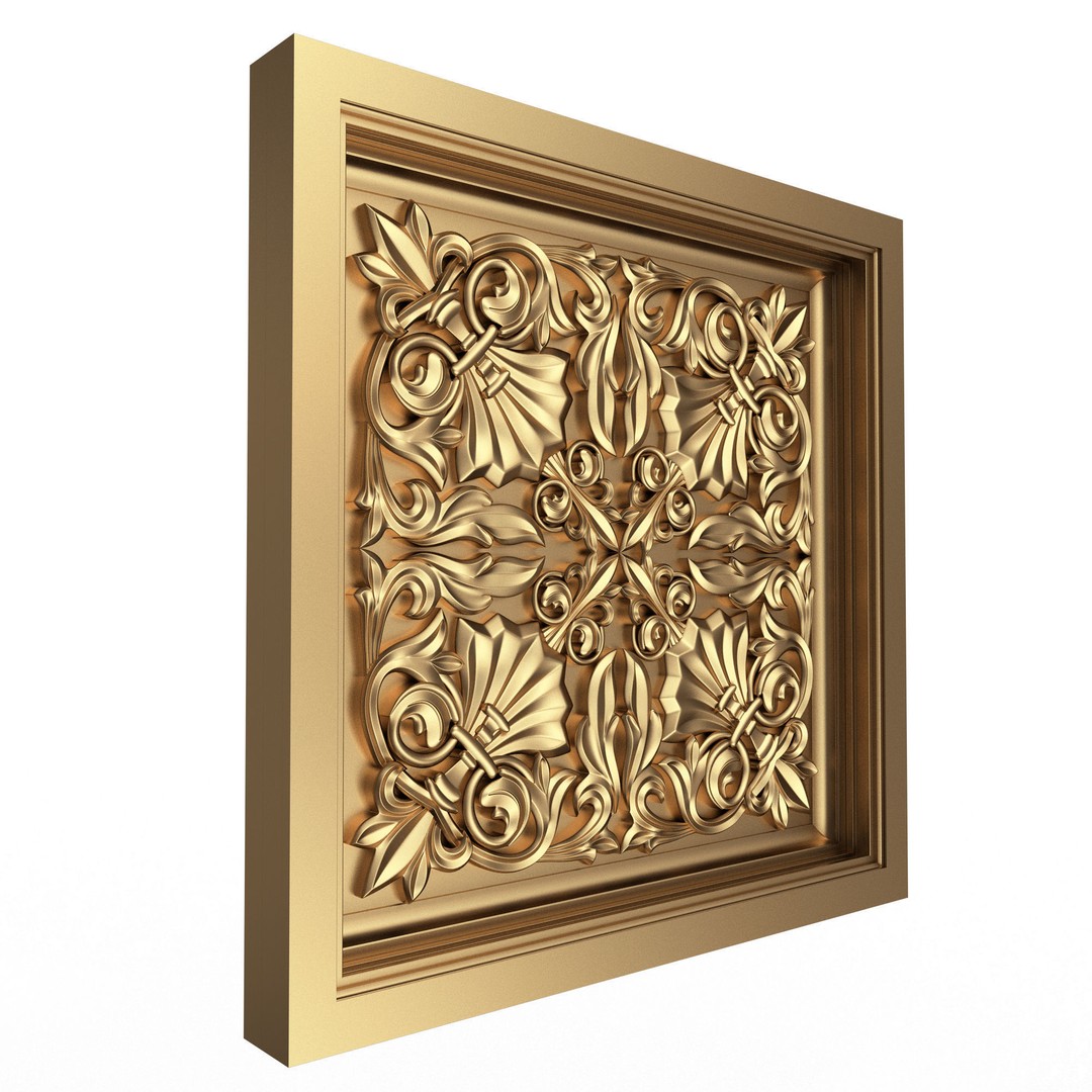 Ceiling Tiles 3D Model – Low Poly Architectural Decoration, OBJ, FBX - View 6