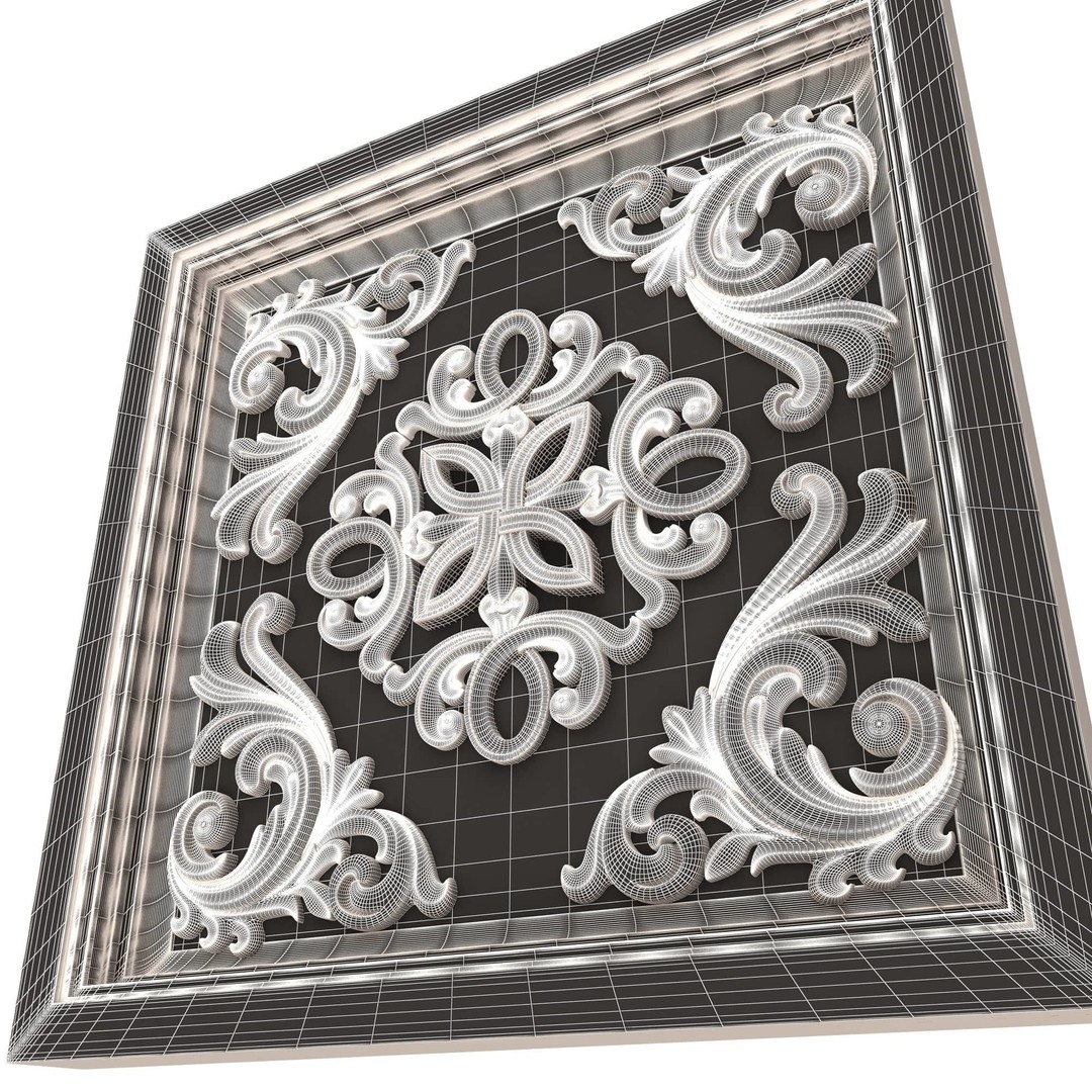 Ceiling Tiles 3D Model – Low Poly Architectural Decoration, OBJ, FBX - View 61
