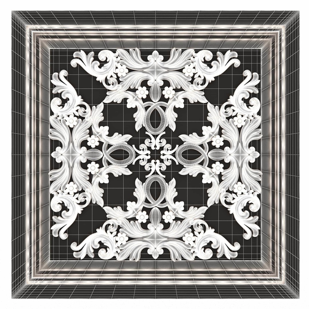Ceiling Tiles 3D Model – Low Poly Architectural Decoration, OBJ, FBX - View 63