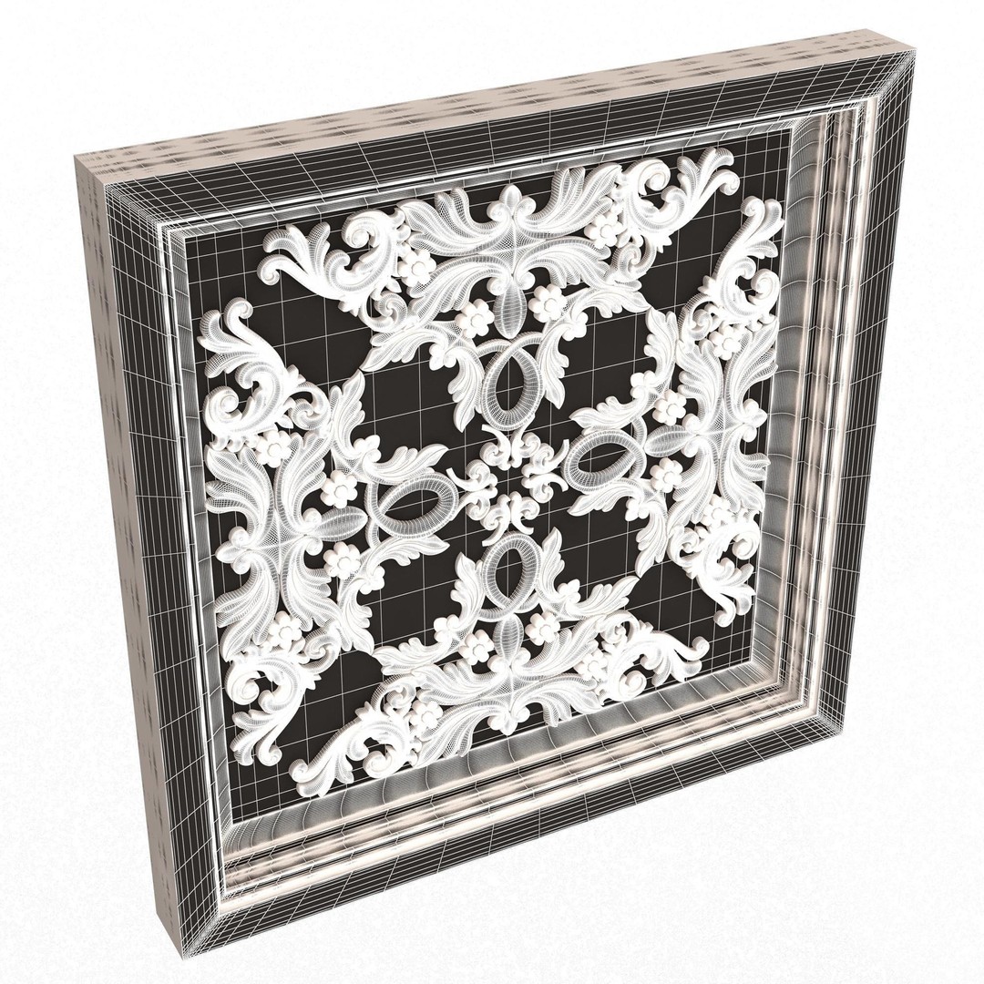 Ceiling Tiles 3D Model – Low Poly Architectural Decoration, OBJ, FBX - View 64