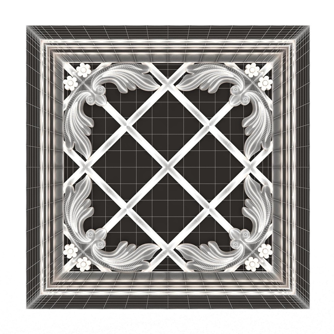 Ceiling Tiles 3D Model – Low Poly Architectural Decoration, OBJ, FBX - View 69
