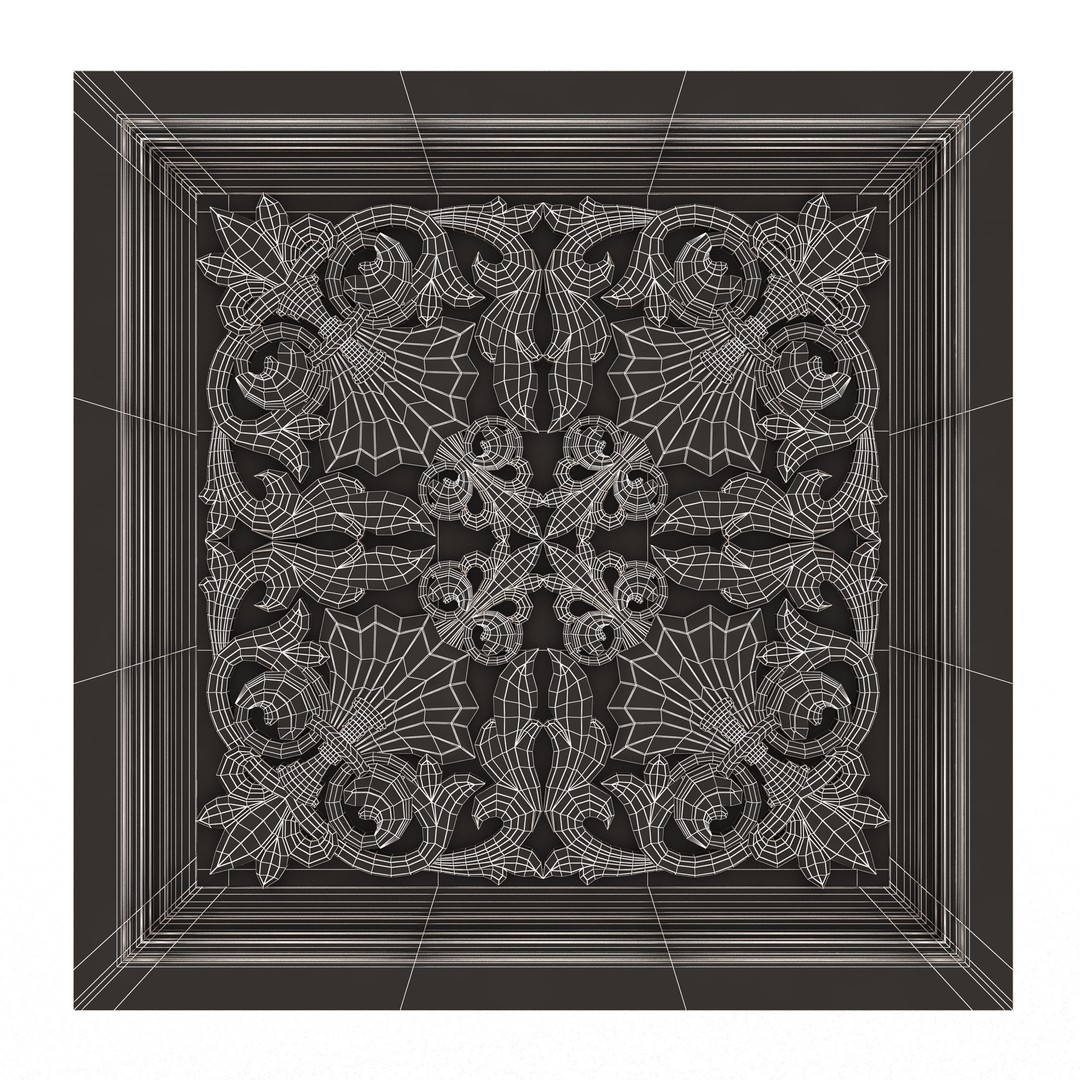 Ceiling Tiles 3D Model – Low Poly Architectural Decoration, OBJ, FBX - View 75