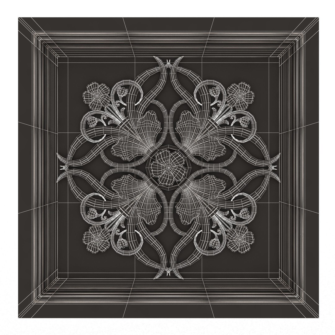 Ceiling Tiles 3D Model – Low Poly Architectural Decoration, OBJ, FBX - View 81