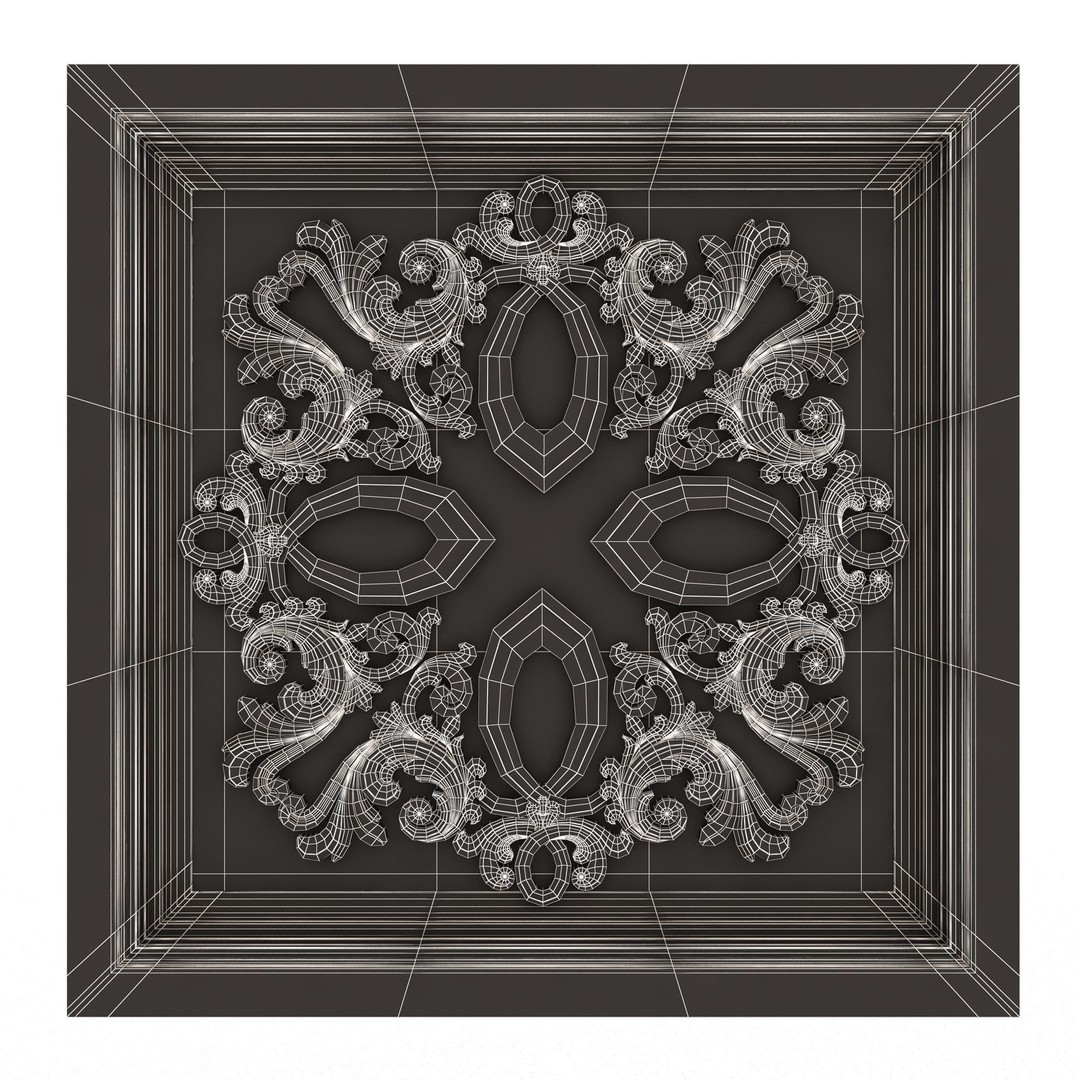 Ceiling Tiles 3D Model – Low Poly Architectural Decoration, OBJ, FBX - View 87