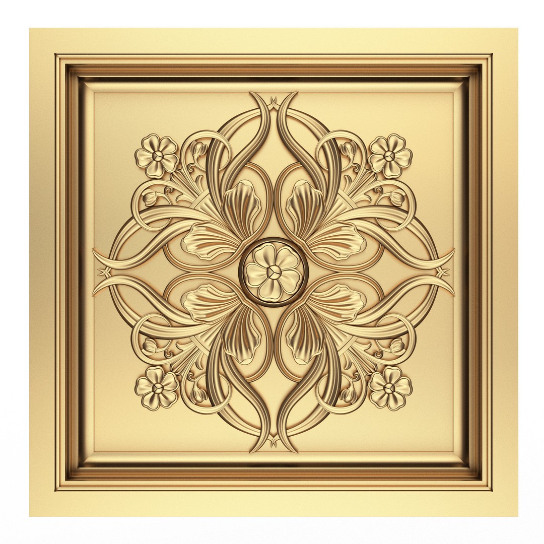 Ceiling Tiles 3D Model – Low Poly Architectural Decoration, OBJ, FBX - View 9