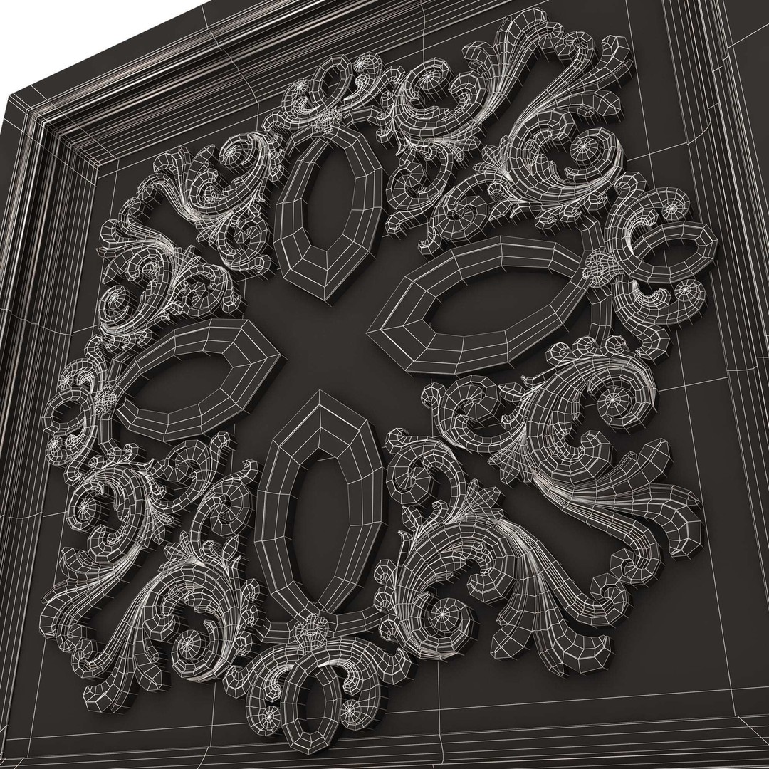 Ceiling Tiles 3D Model – Low Poly Architectural Decoration, OBJ, FBX - View 91