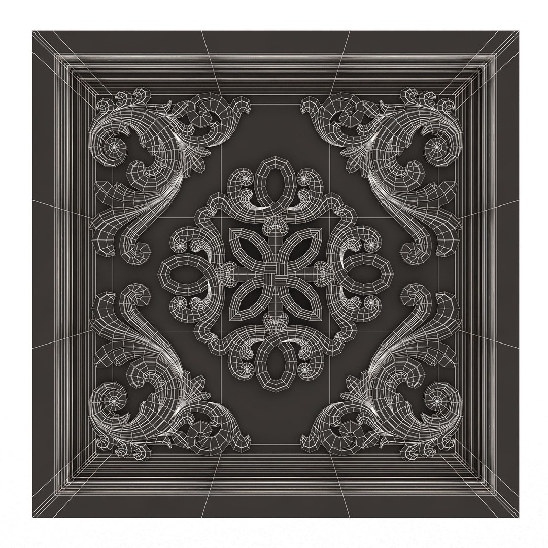Ceiling Tiles 3D Model – Low Poly Architectural Decoration, OBJ, FBX - View 93