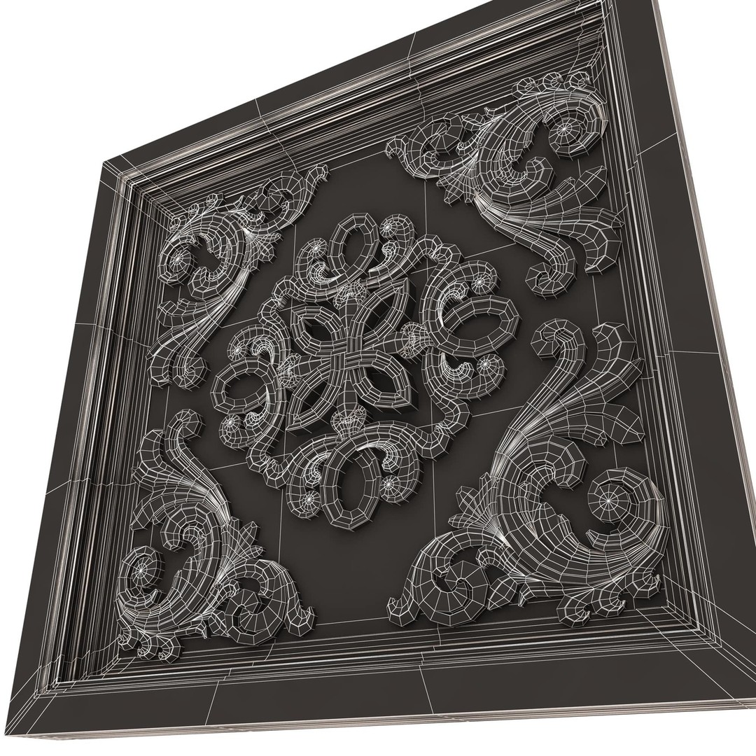 Ceiling Tiles 3D Model – Low Poly Architectural Decoration, OBJ, FBX - View 97