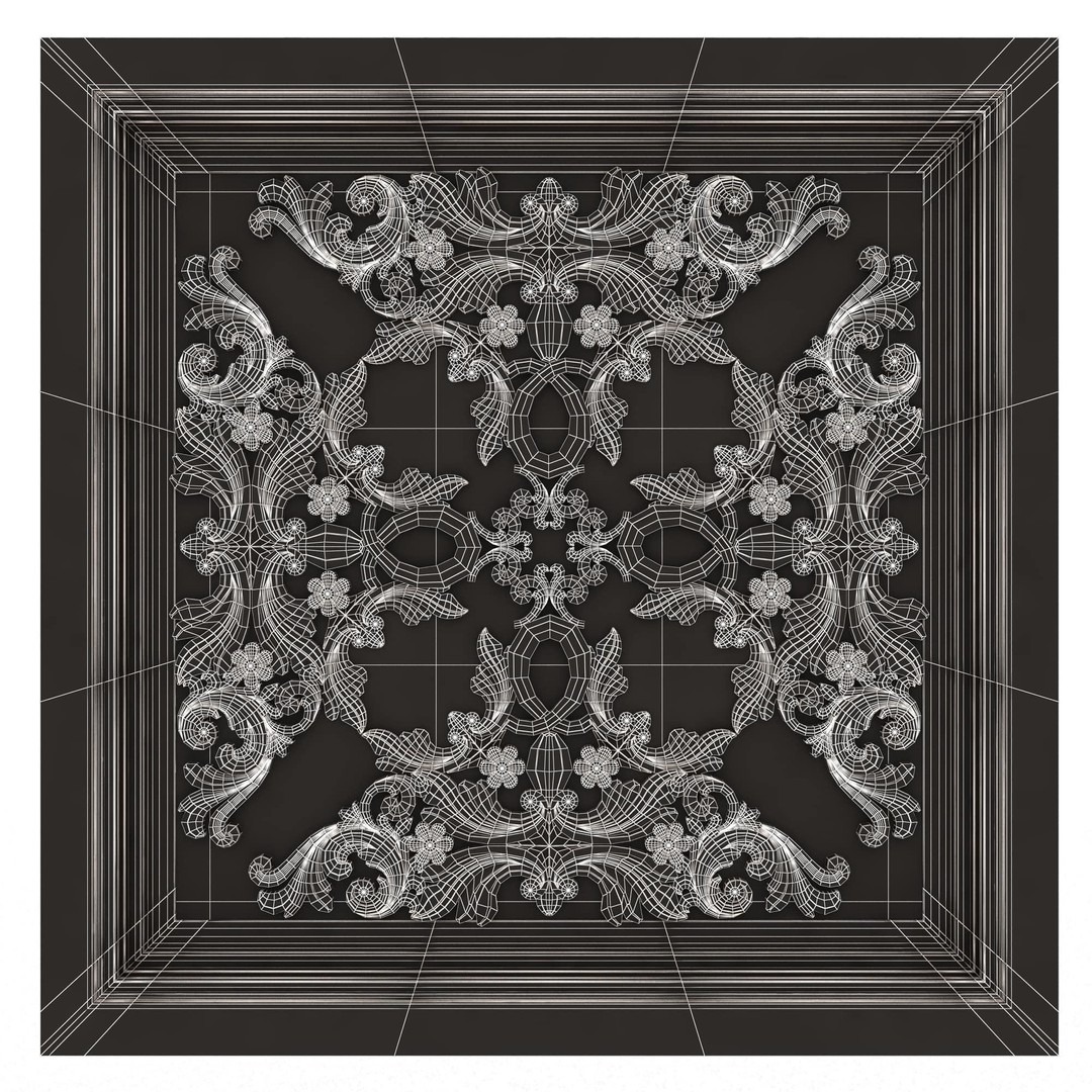 Ceiling Tiles 3D Model – Low Poly Architectural Decoration, OBJ, FBX - View 99
