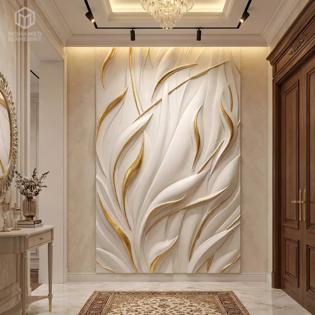 Floral Relief Panel 3D Model – Elegant Wall Decor for CNC & 3D Printing - View 2