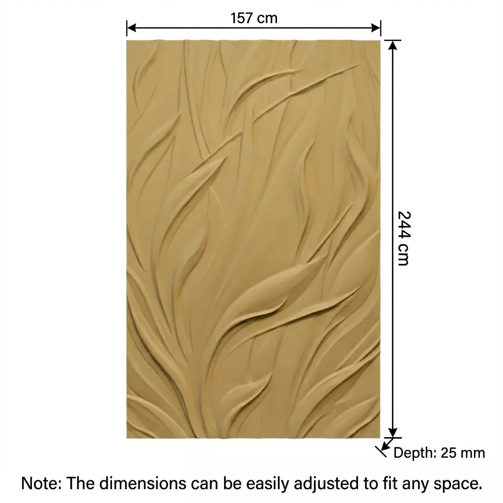 Floral Relief Panel 3D Model – Elegant Wall Decor for CNC & 3D Printing - View 4