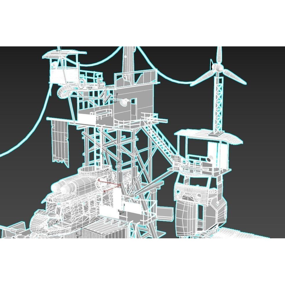 Post-Apocalyptic Outpost 3D Model – Realistic Tower with PBR Textures, FBX