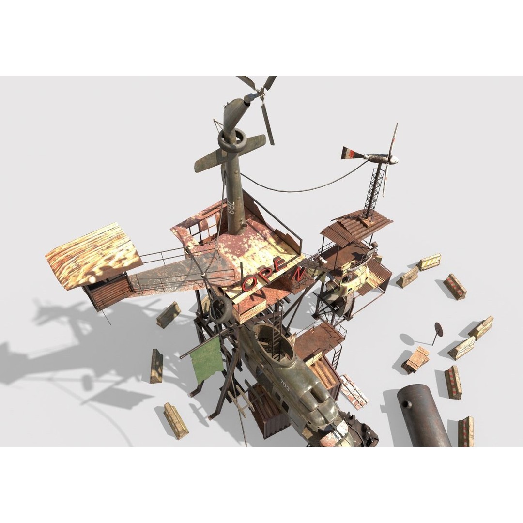 Post-Apocalyptic Outpost 3D Model – Realistic Tower with PBR Textures, FBX - View 11