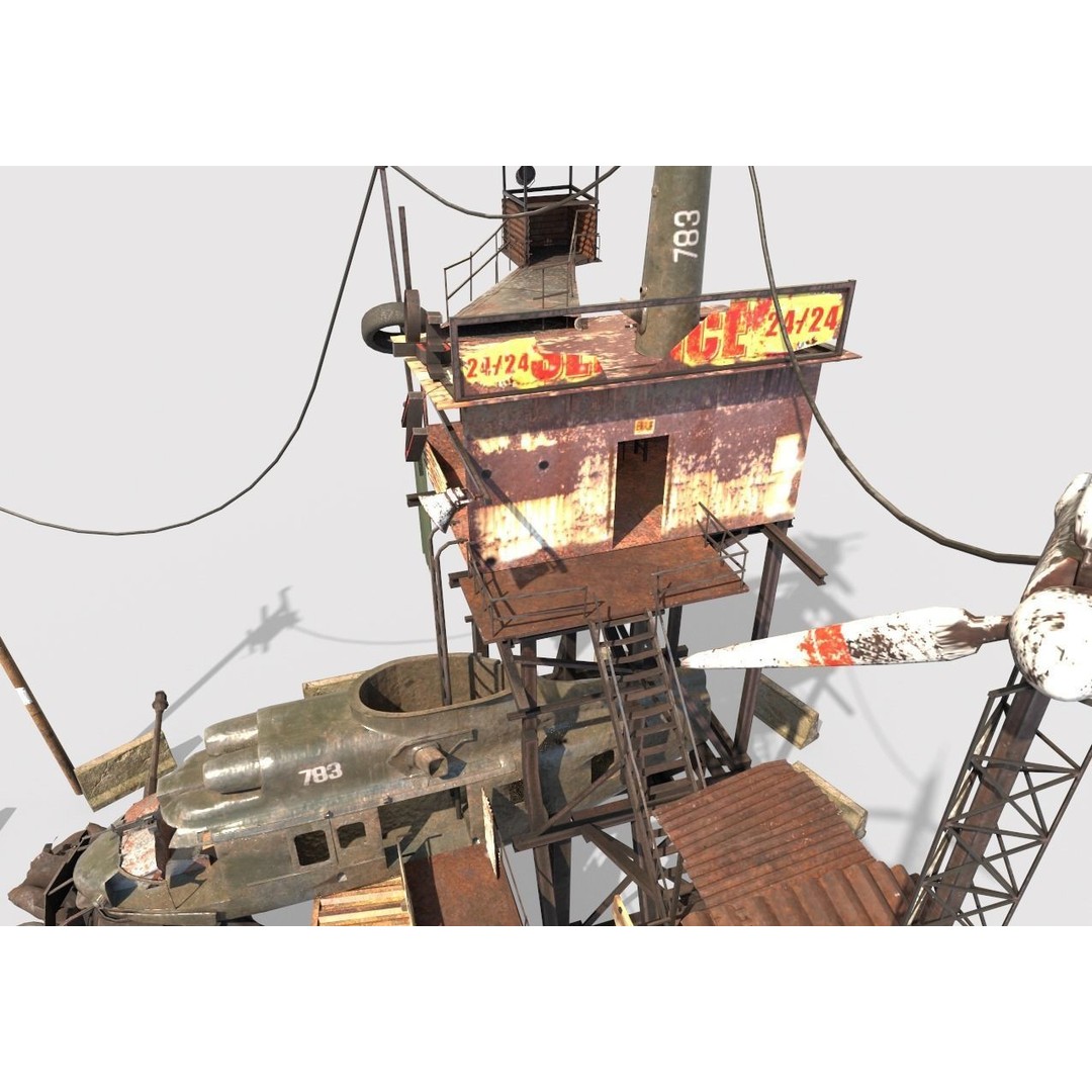 Post-Apocalyptic Outpost 3D Model – Realistic Tower with PBR Textures, FBX - View 13