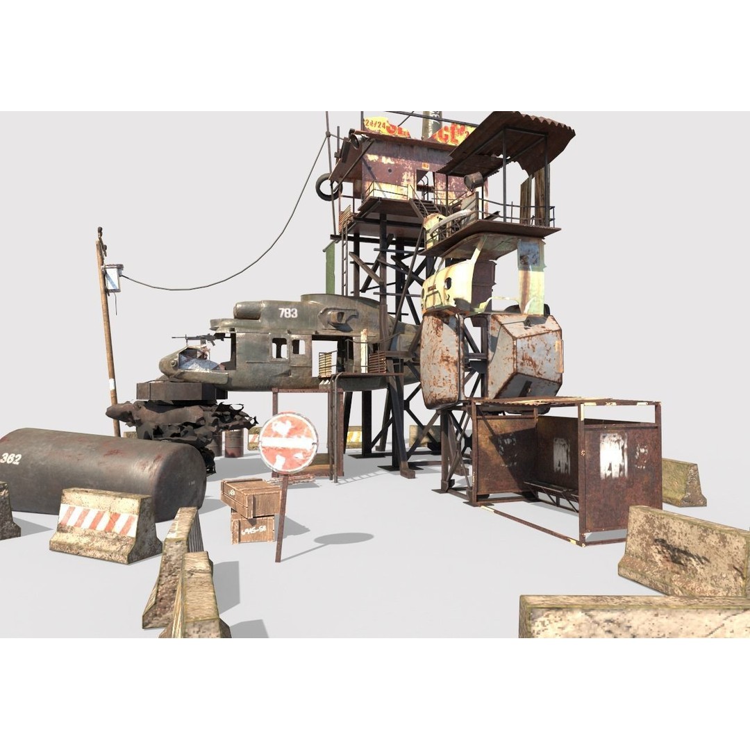 Post-Apocalyptic Outpost 3D Model – Realistic Tower with PBR Textures, FBX - View 4