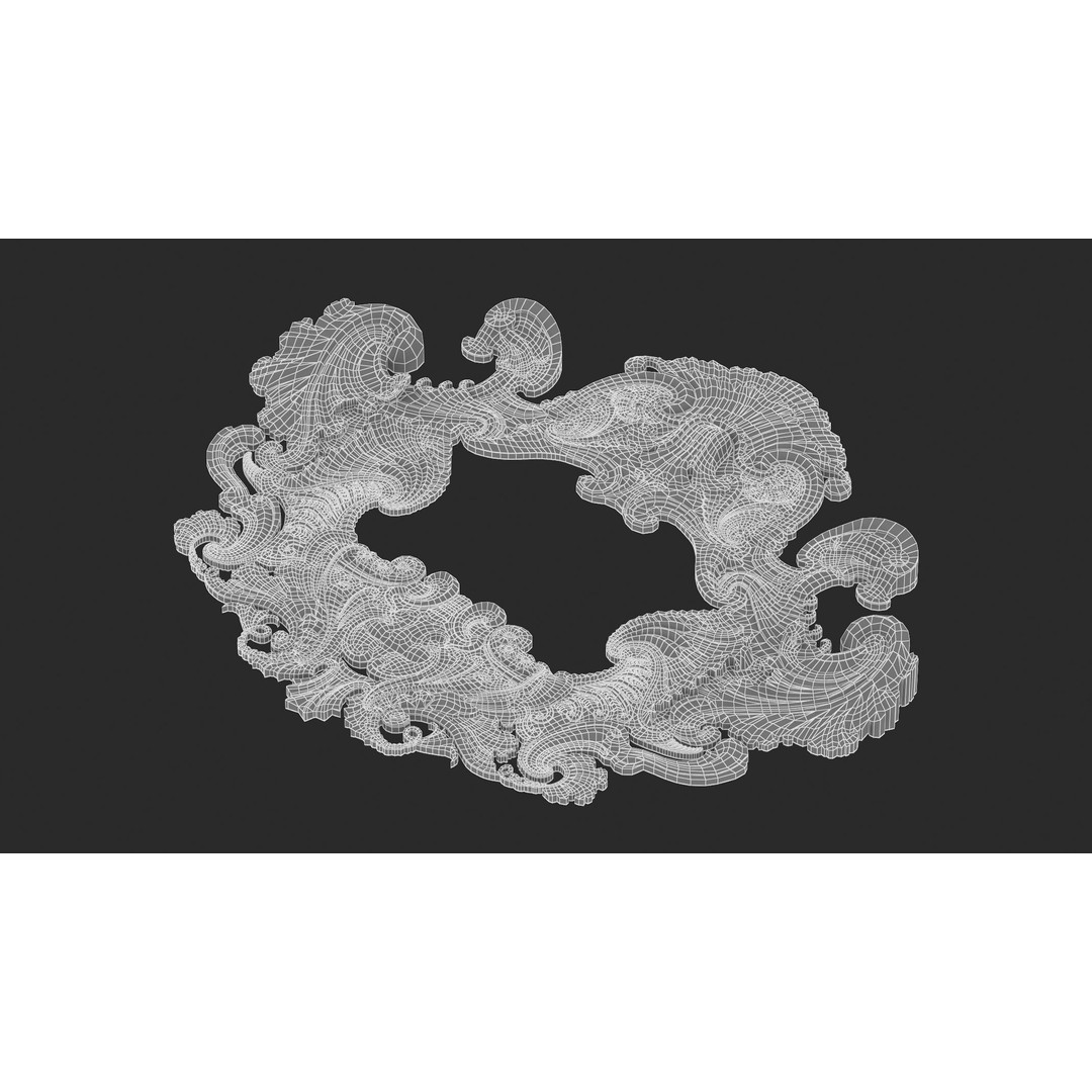 Cartouche Ornament 3D Model – Classic Architectural Decoration, FBX, OBJ