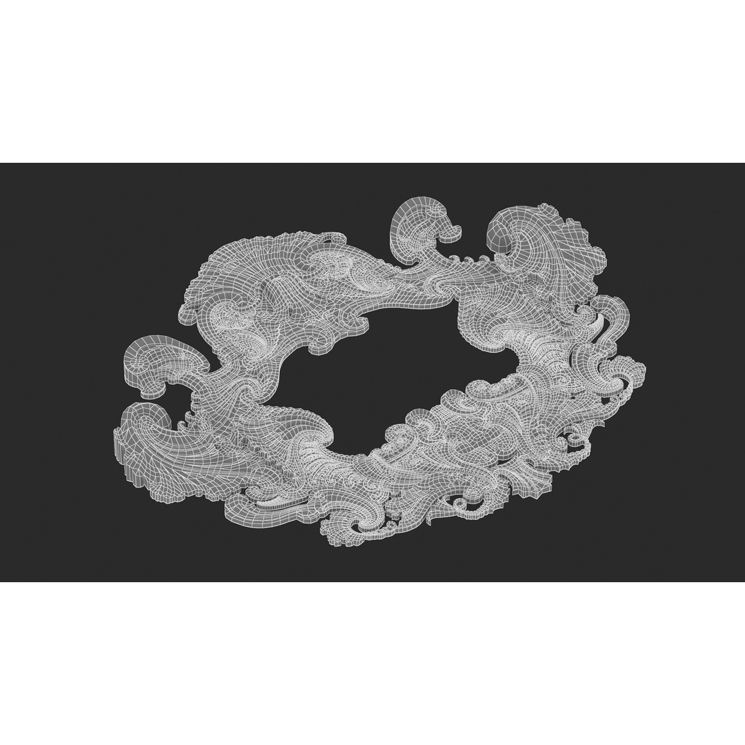 Cartouche Ornament 3D Model – Classic Architectural Decoration, FBX, OBJ - View 10