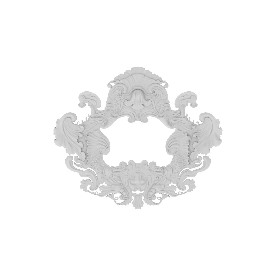 Cartouche Ornament 3D Model – Classic Architectural Decoration, FBX, OBJ - View 2
