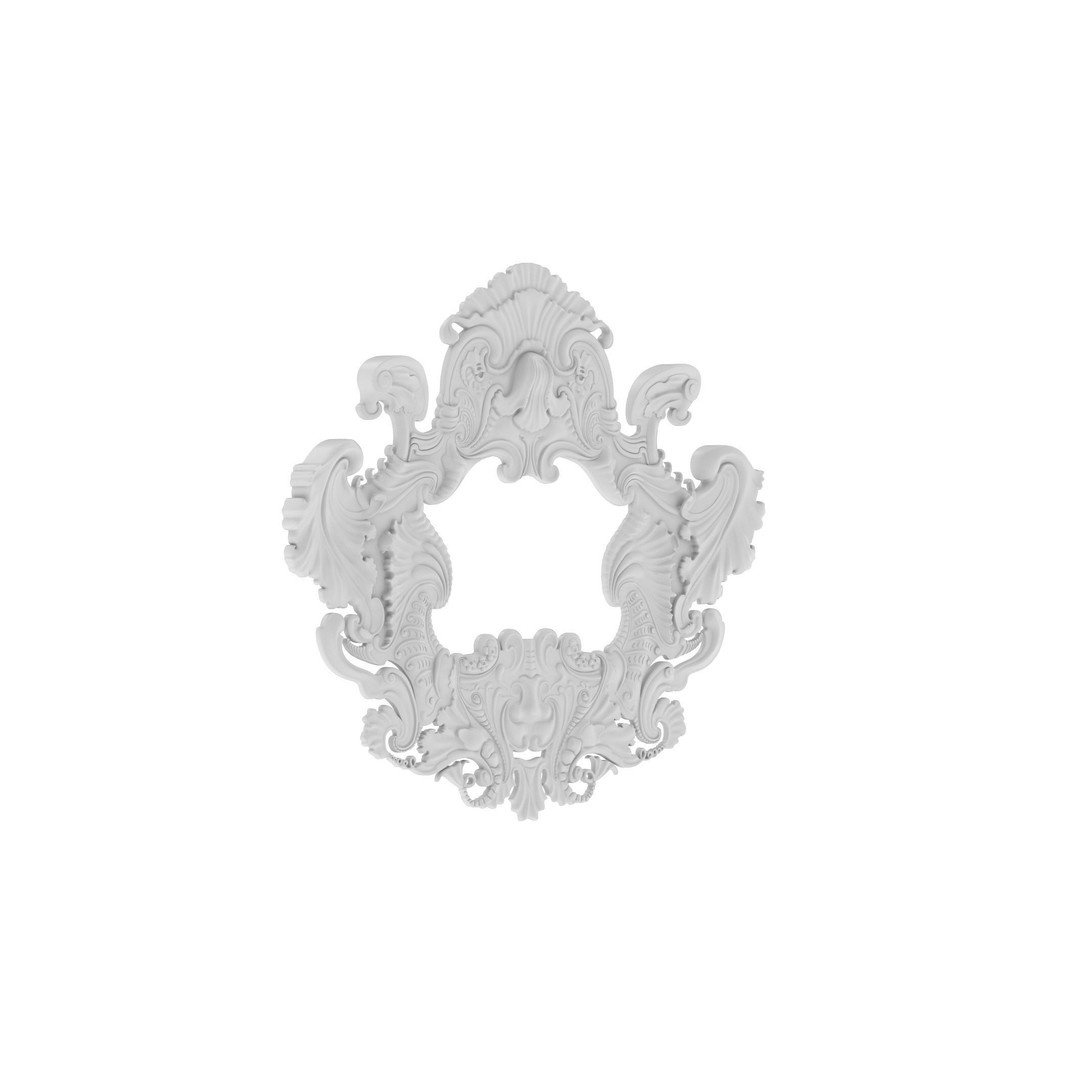 Cartouche Ornament 3D Model – Classic Architectural Decoration, FBX, OBJ - View 3