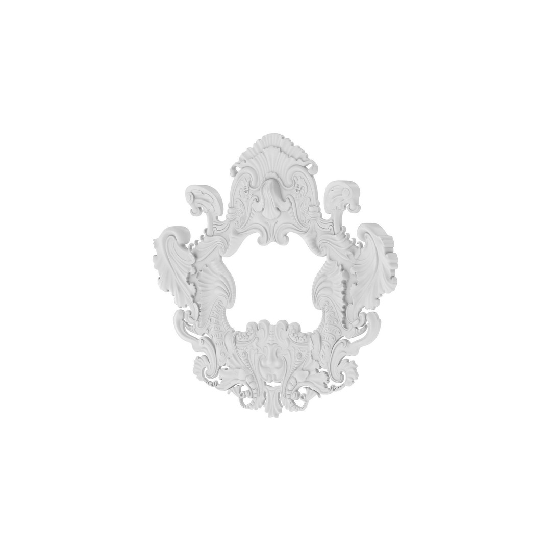 Cartouche Ornament 3D Model – Classic Architectural Decoration, FBX, OBJ - View 4