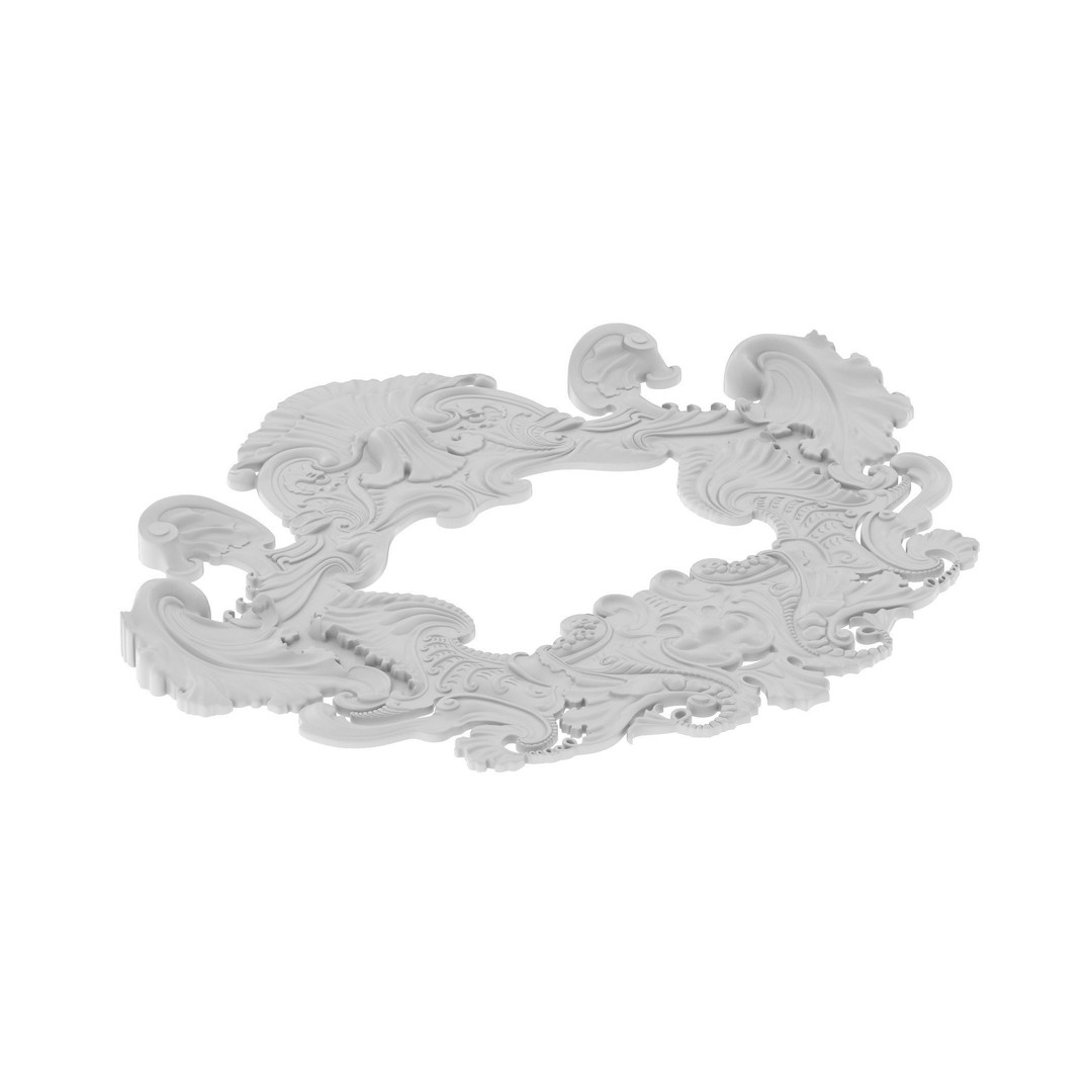 Cartouche Ornament 3D Model – Classic Architectural Decoration, FBX, OBJ - View 5