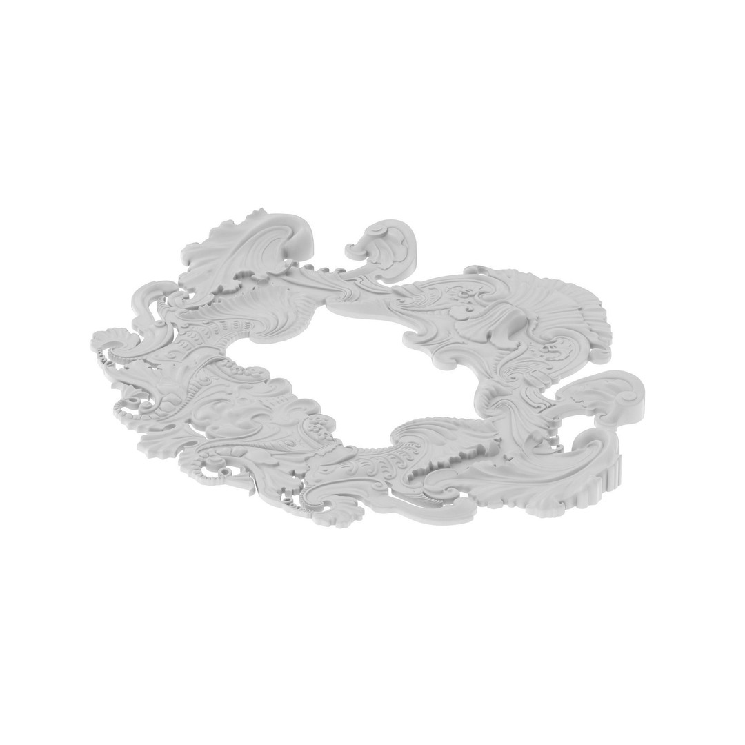 Cartouche Ornament 3D Model – Classic Architectural Decoration, FBX, OBJ - View 6