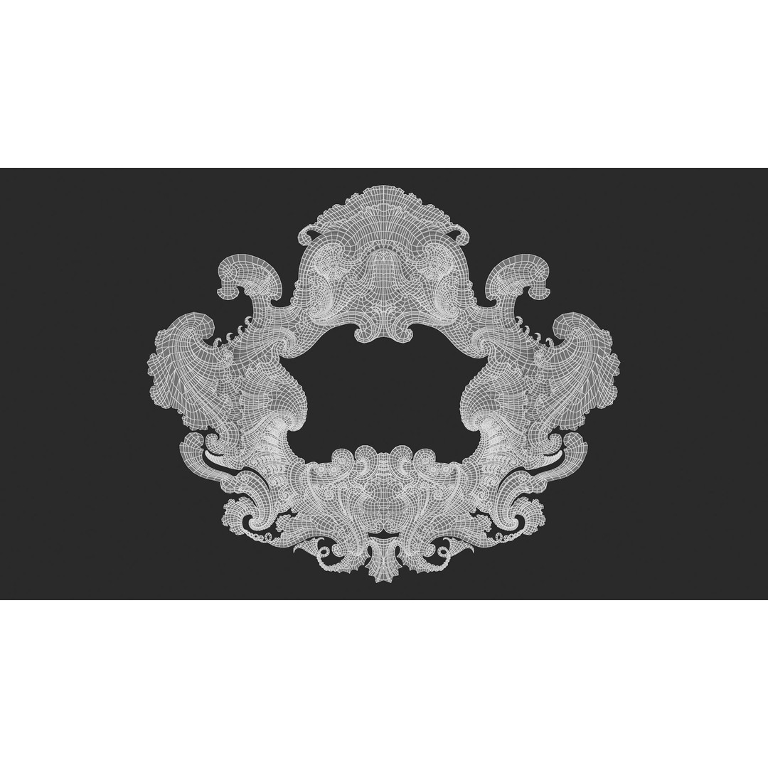 Cartouche Ornament 3D Model – Classic Architectural Decoration, FBX, OBJ - View 7