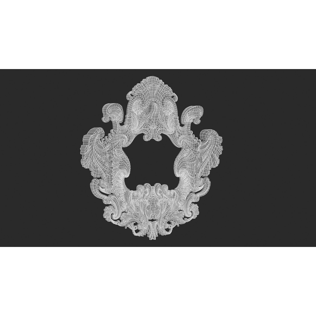 Cartouche Ornament 3D Model – Classic Architectural Decoration, FBX, OBJ - View 8