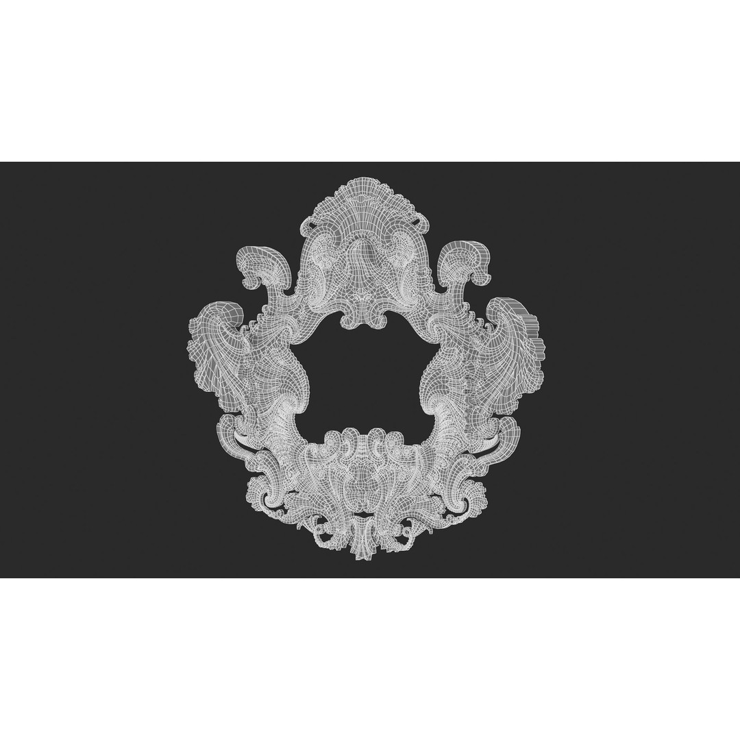 Cartouche Ornament 3D Model – Classic Architectural Decoration, FBX, OBJ - View 9