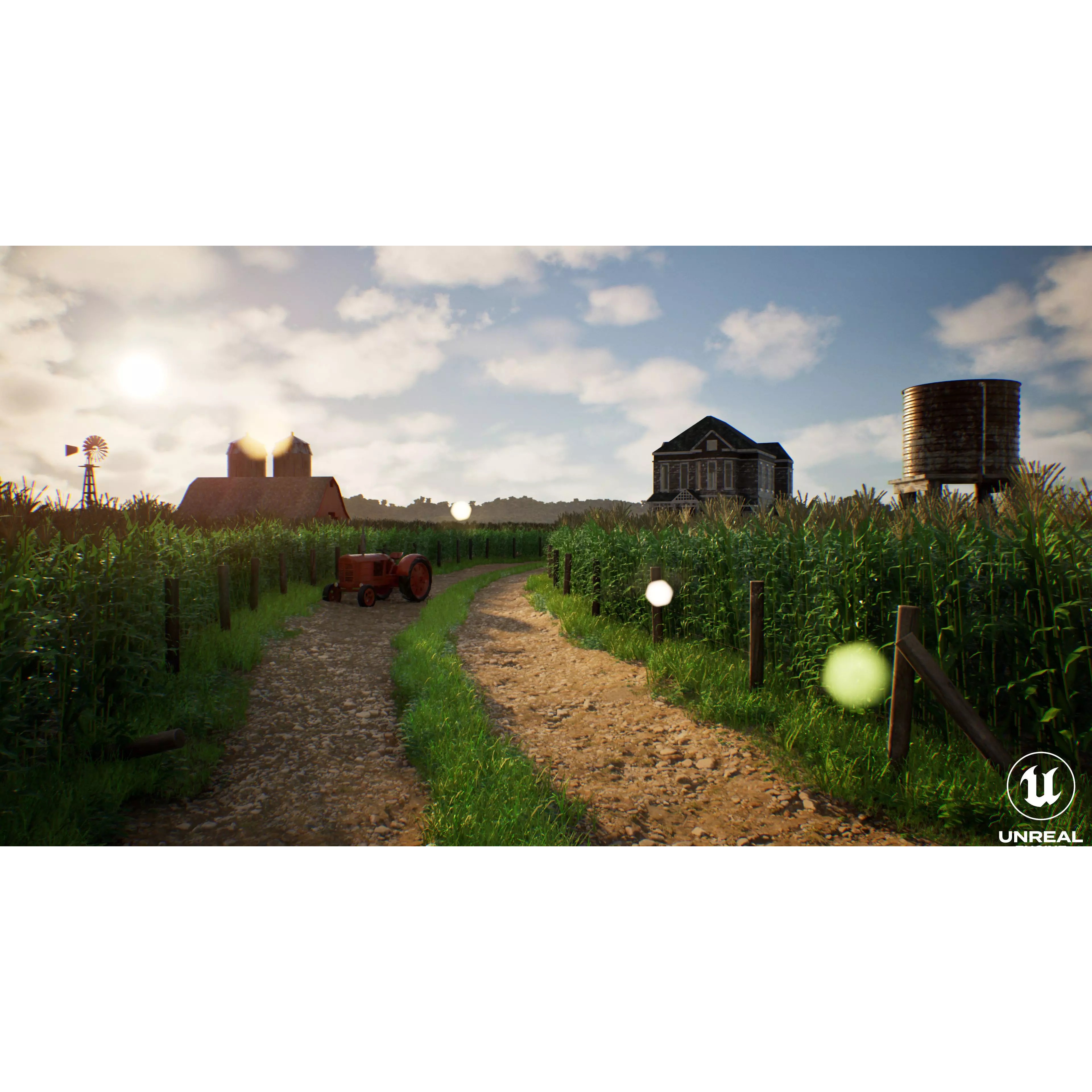 Farm Landscape - Low-Poly Game-Ready 3D Model - View 3