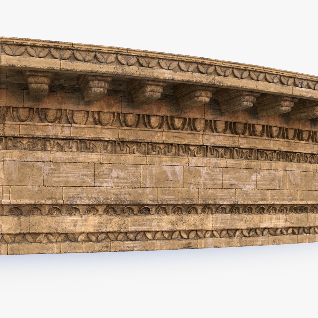 Ornament Wall 3D Model – Classical Architectural Decoration, PBR Textures - View 10