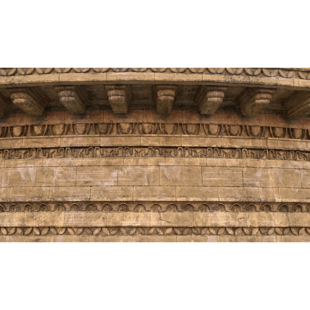 Ornament Wall 3D Model – Classical Architectural Decoration, PBR Textures - View 2