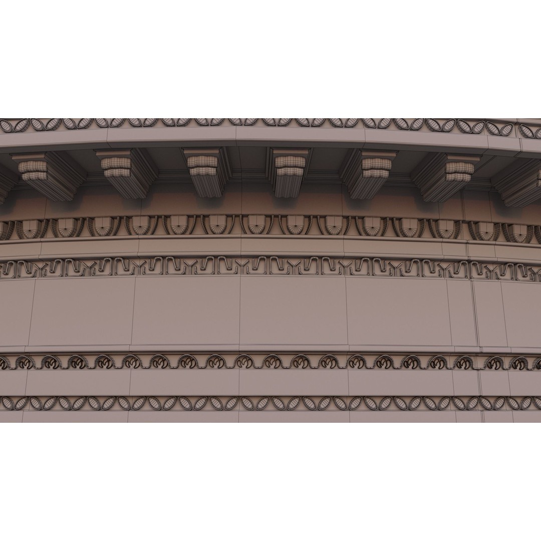 Ornament Wall 3D Model – Classical Architectural Decoration, PBR Textures - View 20