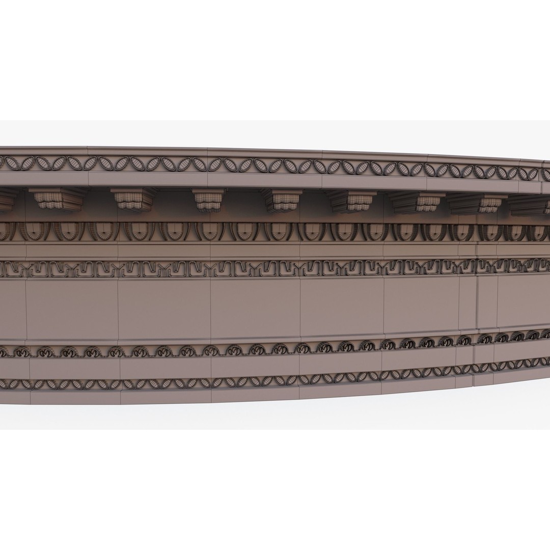 Ornament Wall 3D Model – Classical Architectural Decoration, PBR Textures - View 22