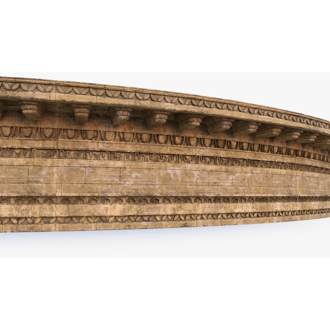 Ornament Wall 3D Model – Classical Architectural Decoration, PBR Textures - View 8