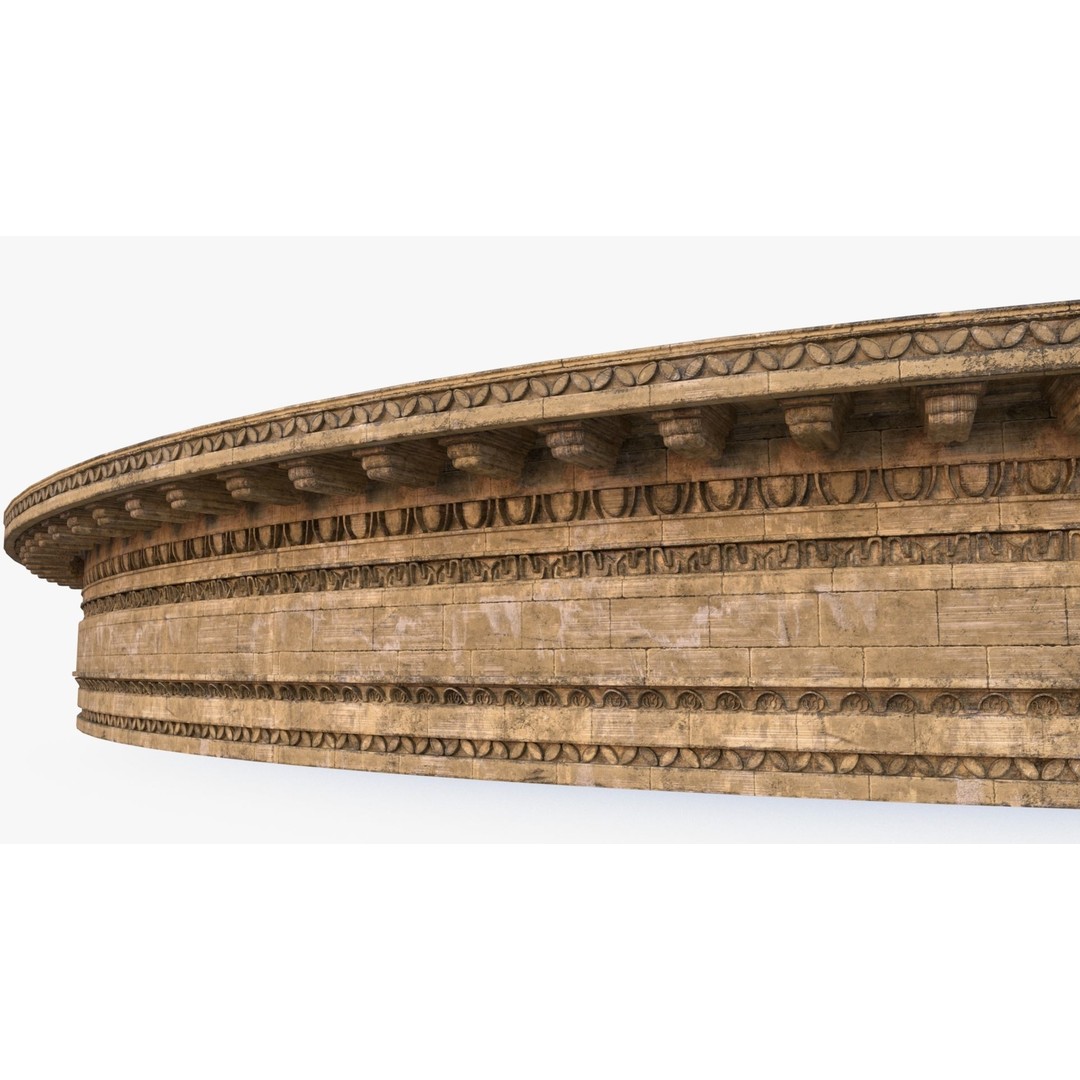 Ornament Wall 3D Model – Classical Architectural Decoration, PBR Textures - View 9