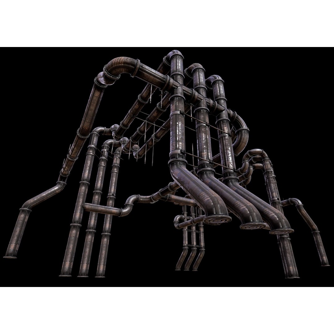 Modular Pipeline 3D Model – Low Poly Sci-Fi Architecture, FBX - View 10