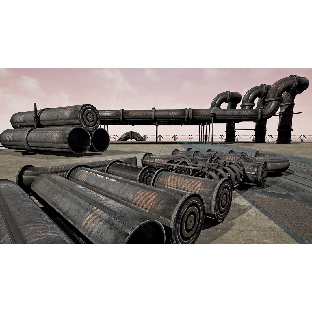 Modular Pipeline 3D Model – Low Poly Sci-Fi Architecture, FBX - View 11