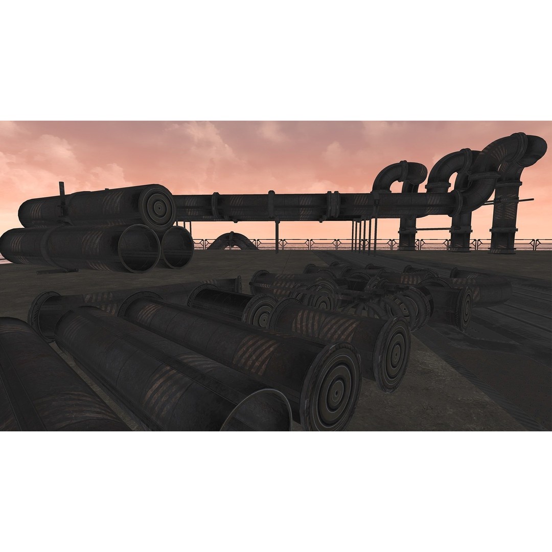 Modular Pipeline 3D Model – Low Poly Sci-Fi Architecture, FBX - View 14