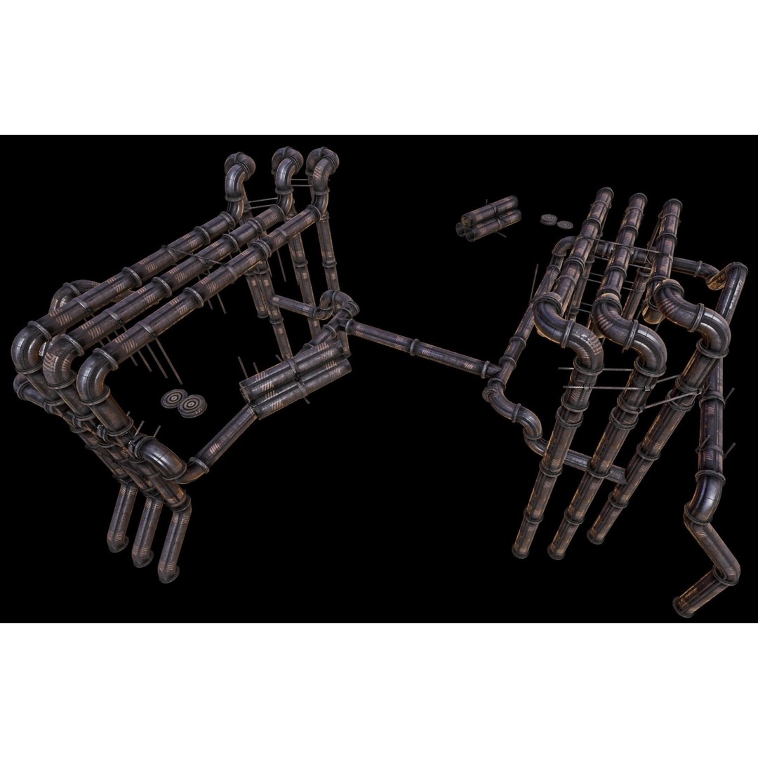 Modular Pipeline 3D Model – Low Poly Sci-Fi Architecture, FBX - View 15