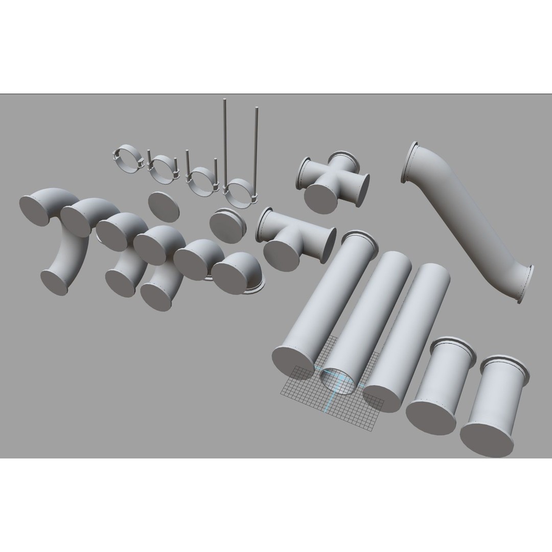 Modular Pipeline 3D Model – Low Poly Sci-Fi Architecture, FBX - View 19