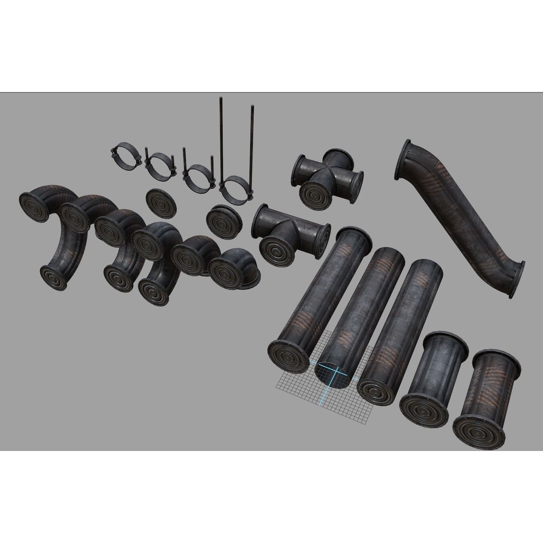 Modular Pipeline 3D Model – Low Poly Sci-Fi Architecture, FBX - View 20