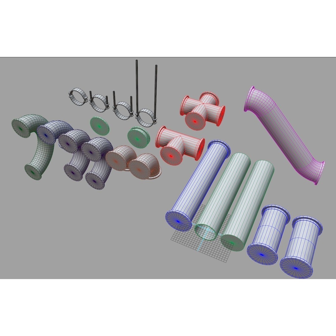 Modular Pipeline 3D Model – Low Poly Sci-Fi Architecture, FBX - View 21