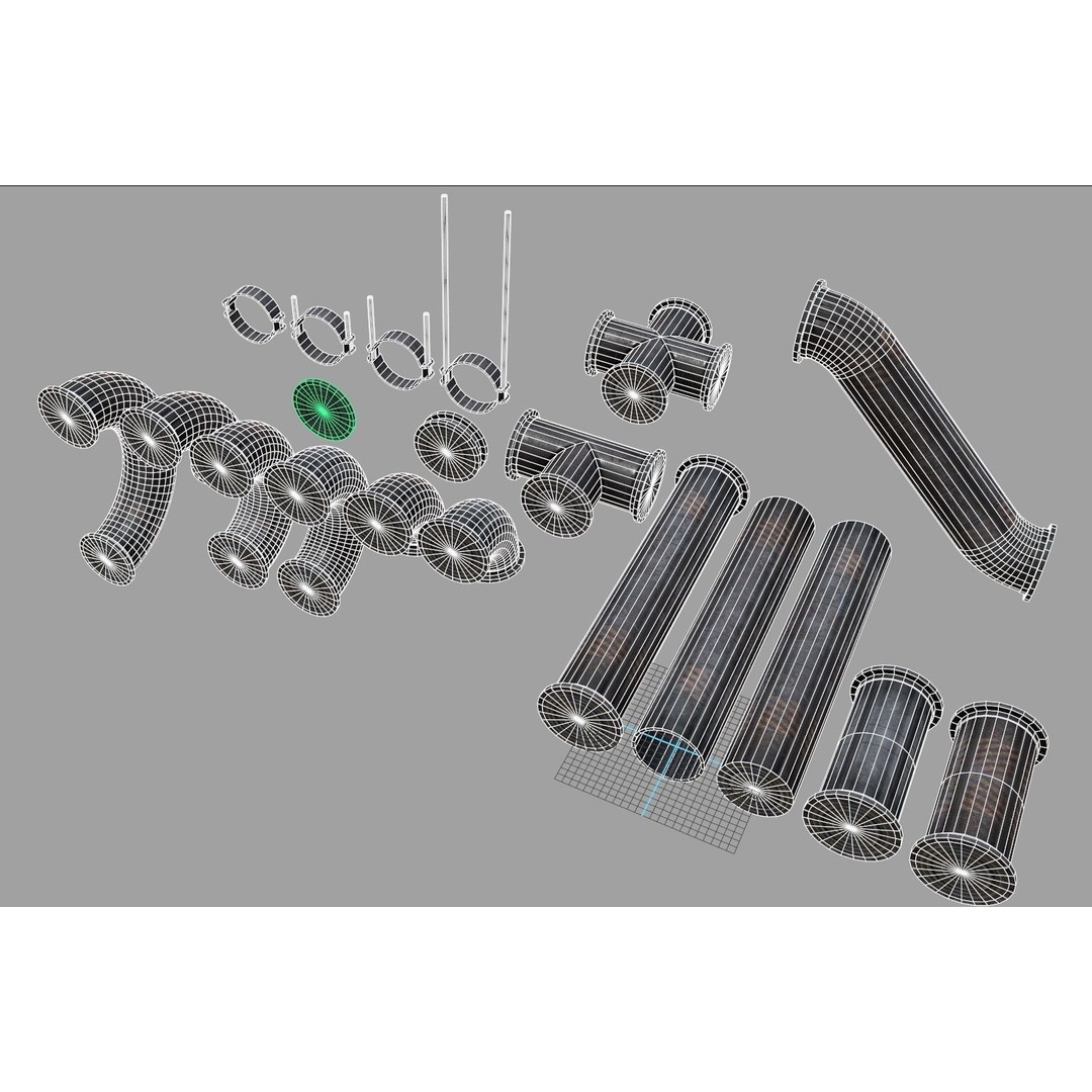 Modular Pipeline 3D Model – Low Poly Sci-Fi Architecture, FBX - View 22